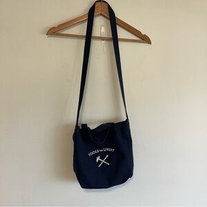Tools to Liveby Stationery Store Small Navy Crossbody Tote Bag